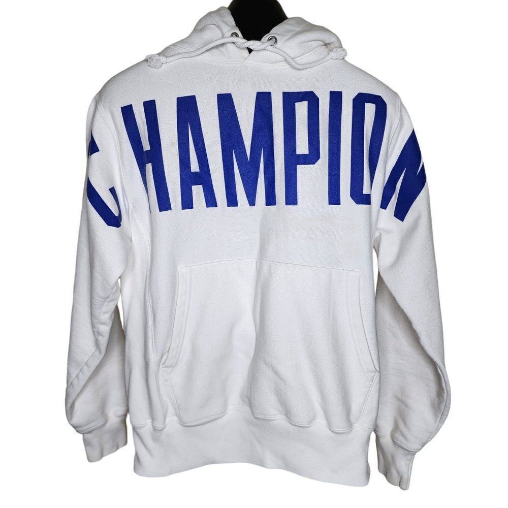 Champion Reverse Weave Spirit Hoodie Sweatshirt Mens Size S White
